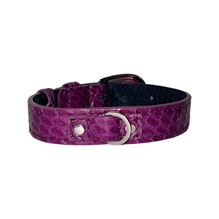 XS/S 7”-14” Purple Custom Snake Collar/Custom Silver Oval Italian Hardware