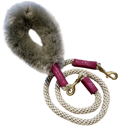 Bundle Shearling Fur Grip + Rope Leash for Dogs