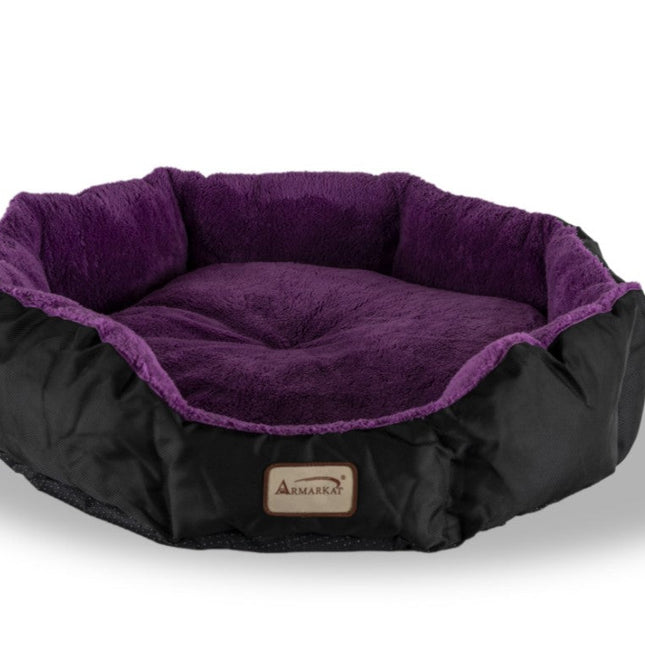 Armarkat Large Soft Cat Bed in Purple and Black