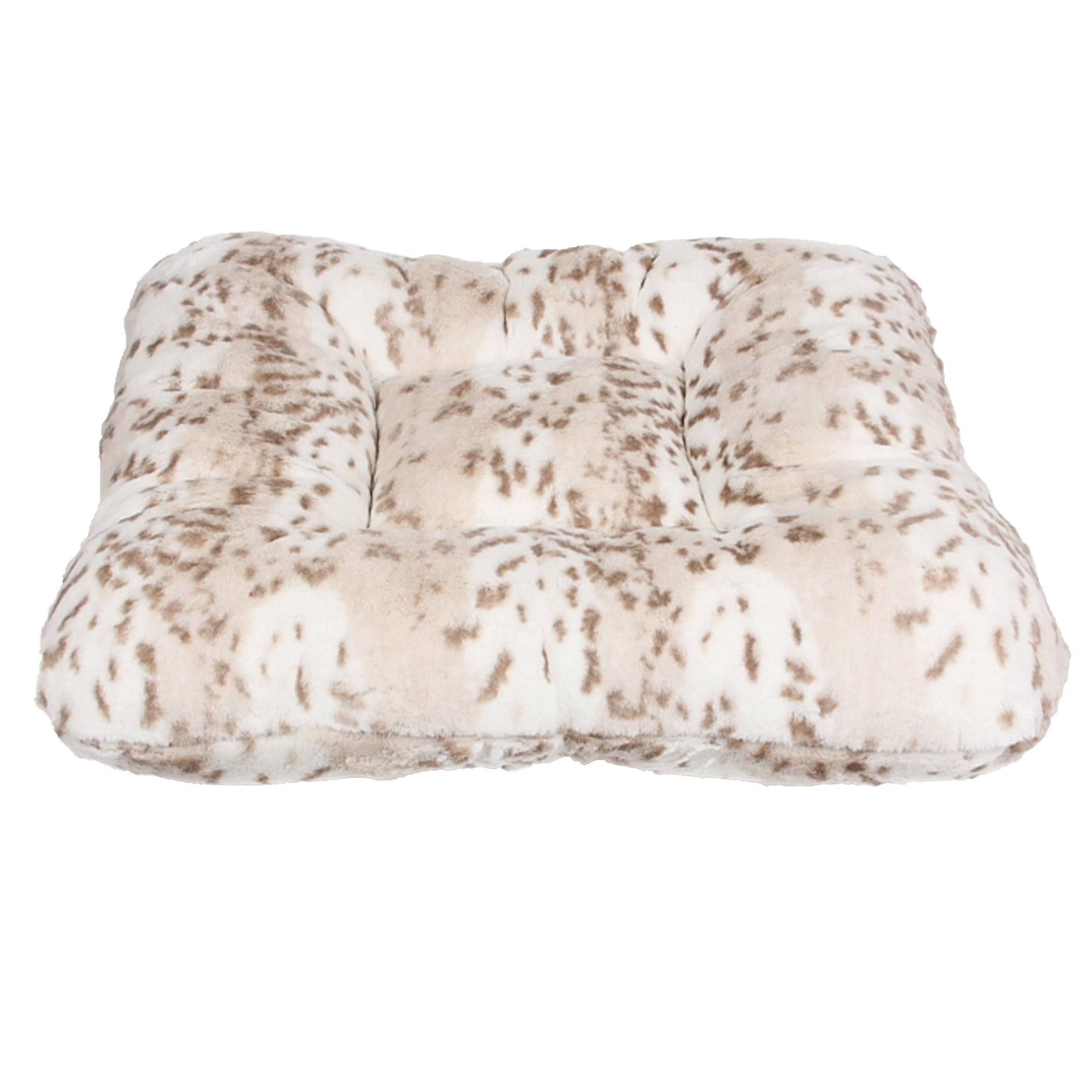 Soft Arctic Snow Leopard Square Bed 1 Soft Arctic Snow Leopard