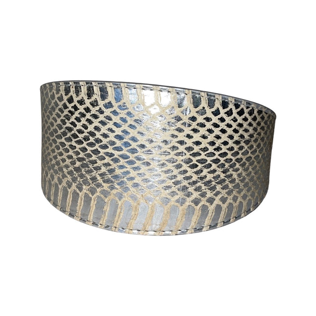 Stunning Silver Snake 3” Wide Style Collar With Silver Hardware