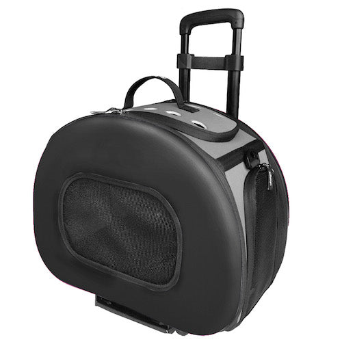 Black Tough-Shell Wheeled Collapsible Pet Carrier