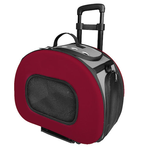 Red Tough-Shell Wheeled Collapsible Pet Carrier Option