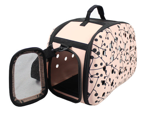 Pink Narrow Lightweight Transportable Designer Pet Carrier Option