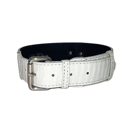 Matte White Snake Classic Collar With Silver Classic Hardware