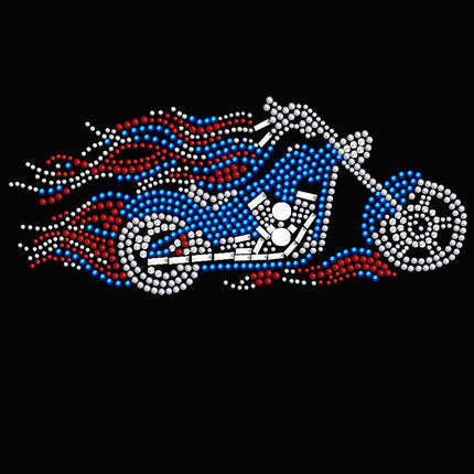 Motorcycle - Large Red, White, & Blue with Flames - Women's T-shirt