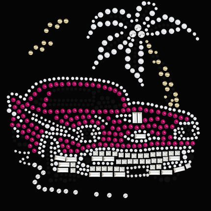 Car with Palm Tree (Pink) - Women's T-shirt