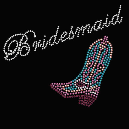 Bridesmaid with Pink/Turquoise Cowboy Boot- Women's T-shirt