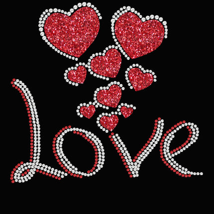 Love with Red Glitter Hearts - Women's Tee