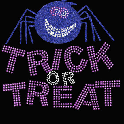 Trick or Treat with Blue Glitter Spider - Women's Tee