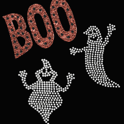 Orange Glitter Boo with Rhinestone Ghost - Women's T-shirt