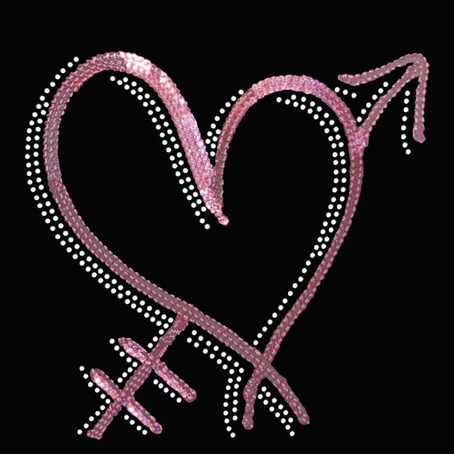 Pink Sequin Heart with Arrow Bandanna