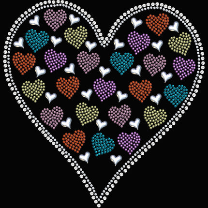 Heart with Multicolor Rhinestud Hearts Bandanna