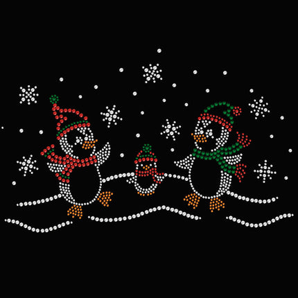 Penguin Family with Snowflakes - Women's T-shirt