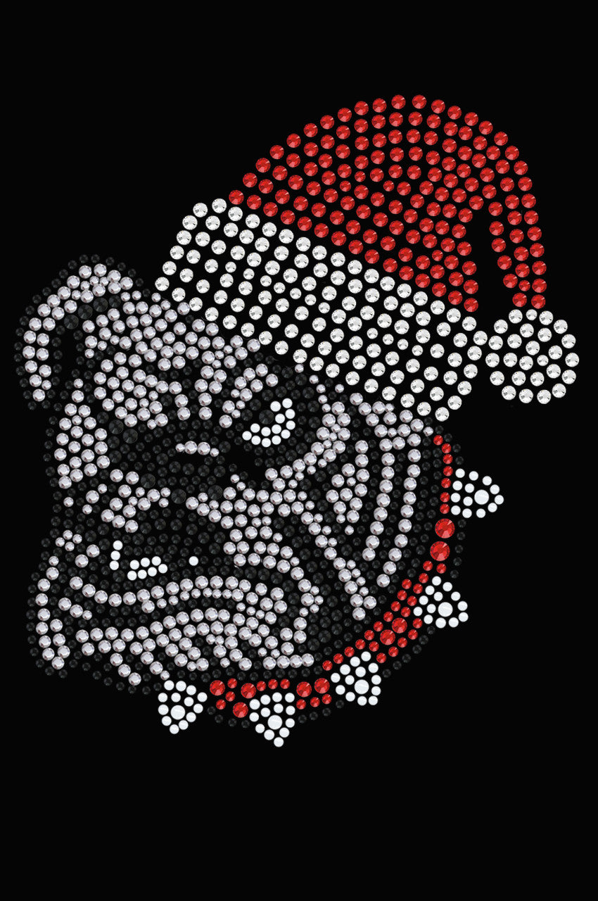 Bulldog Face (White) with Santa Hat - Bandana