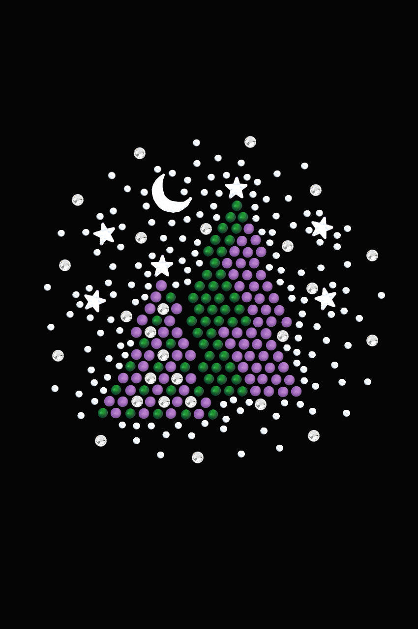 Purple & Green Christmas Trees with Austrian crystal Snowflakes - Bandana