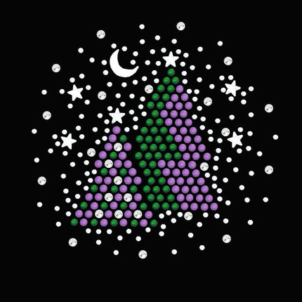 Purple & Green Christmas Trees with Austrian crystal Snowflakes - Bandana