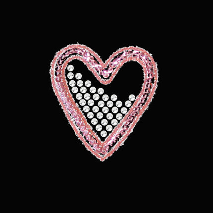 Pink Sequin & Rhinestone Heart Bandanna