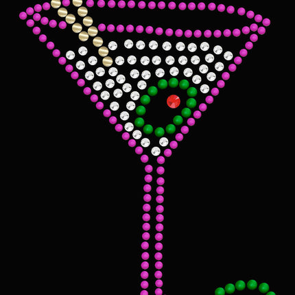 Martini (Fuchsia with Clear Rhinestones) - Bandanna