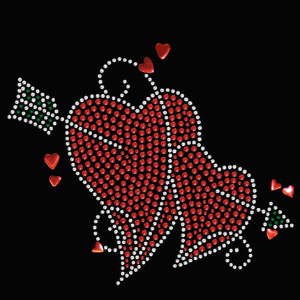 Red Rhinestone Hearts with Arrow Bandanna