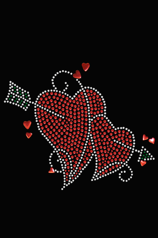 Red Rhinestone Hearts with Arrow Bandanna