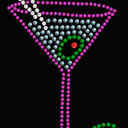 Martini (Fuchsia with Blue Rhinestones) - Bandanna