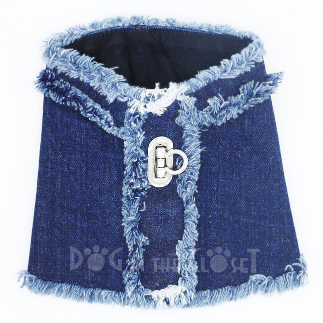 The New York Frayed Denim Harness Vest