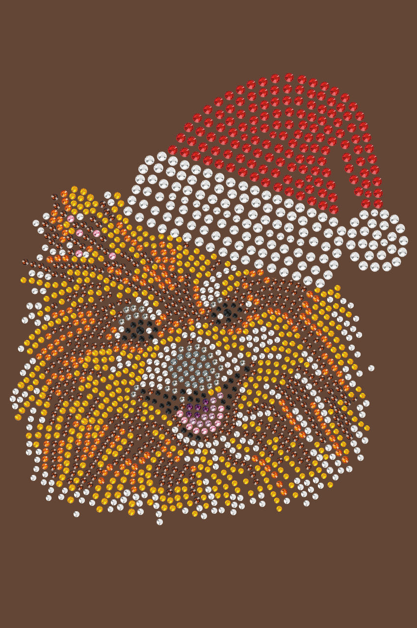 Pomeranian with Santa Hat - Bandana Brown