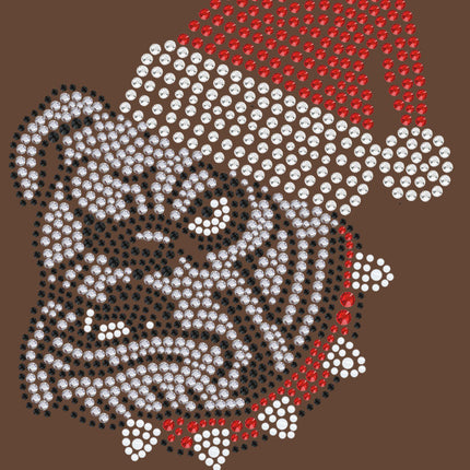 Bulldog Face (White) with Santa Hat - Bandana