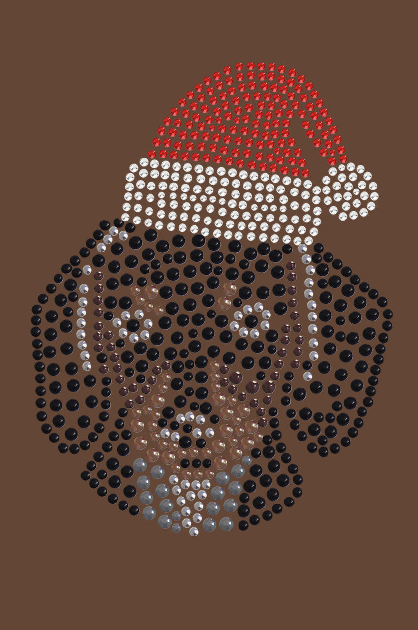 Dachshund Face with Santa Hat - Bandana Brown