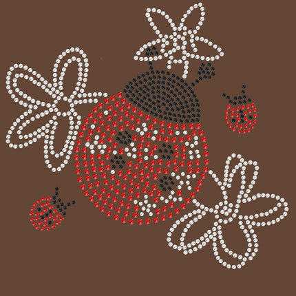 Large Lady Bug with Flowers - Women's T-shirt