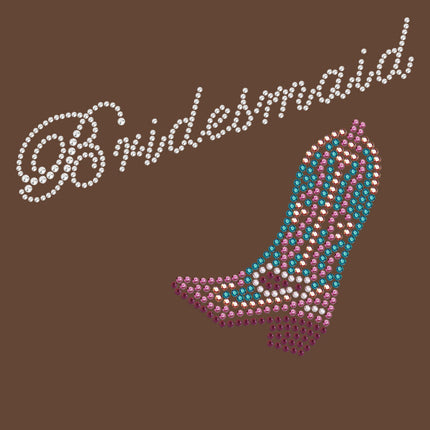 Bridesmaid with Pink/Turquoise Cowboy Boot- Women's T-shirt