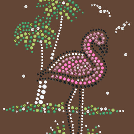 Pink Flamingo with Palm Trees - Women's T-shirt