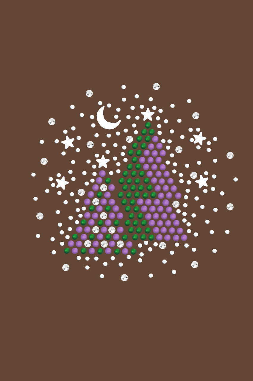 Purple & Green Christmas Trees with Austrian crystal Snowflakes - Bandana Brown