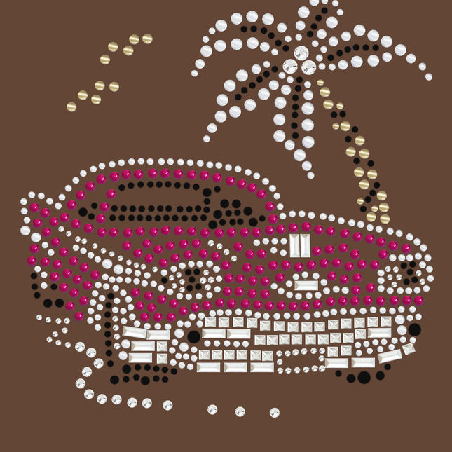 Car with Palm Tree (Pink) - Women's T-shirt