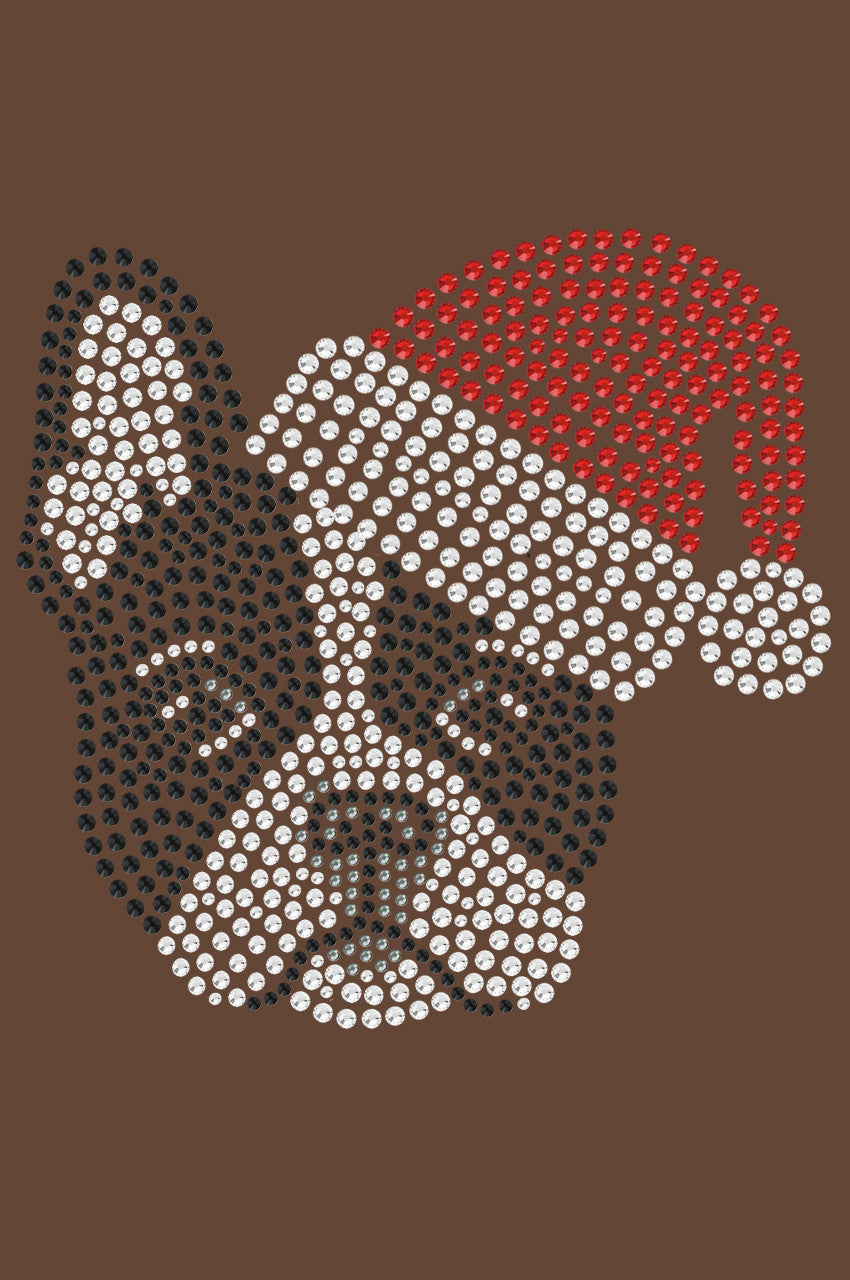 Boston Terrier with Santa Hat - Bandana Brown