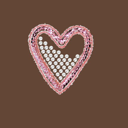 Pink Sequin & Rhinestone Heart - Women's T-shirt