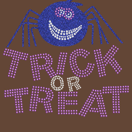 Trick or Treat with Blue Glitter Spider - Women's Tee