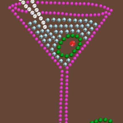 Martini (Fuchsia with Blue Rhinestones) - Bandanna