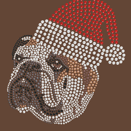 Bulldog Face (Brown) with Santa Hat - Women's T-shirt