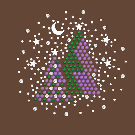 Purple & Green Christmas Trees with Austrian crystal Snowflakes - Women's T-shirt