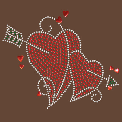 Red Rhinestone Hearts with Arrow - Women's T-shirt