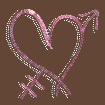 Pink Sequin Heart with Arrow Bandanna