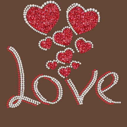 Love with Red Glitter Hearts - Women's Tee