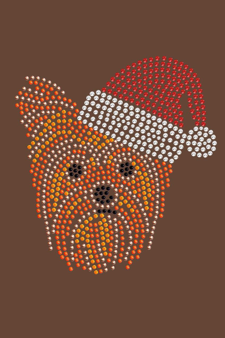 Yorkie Face 2 with Santa Hat - Bandana Brown