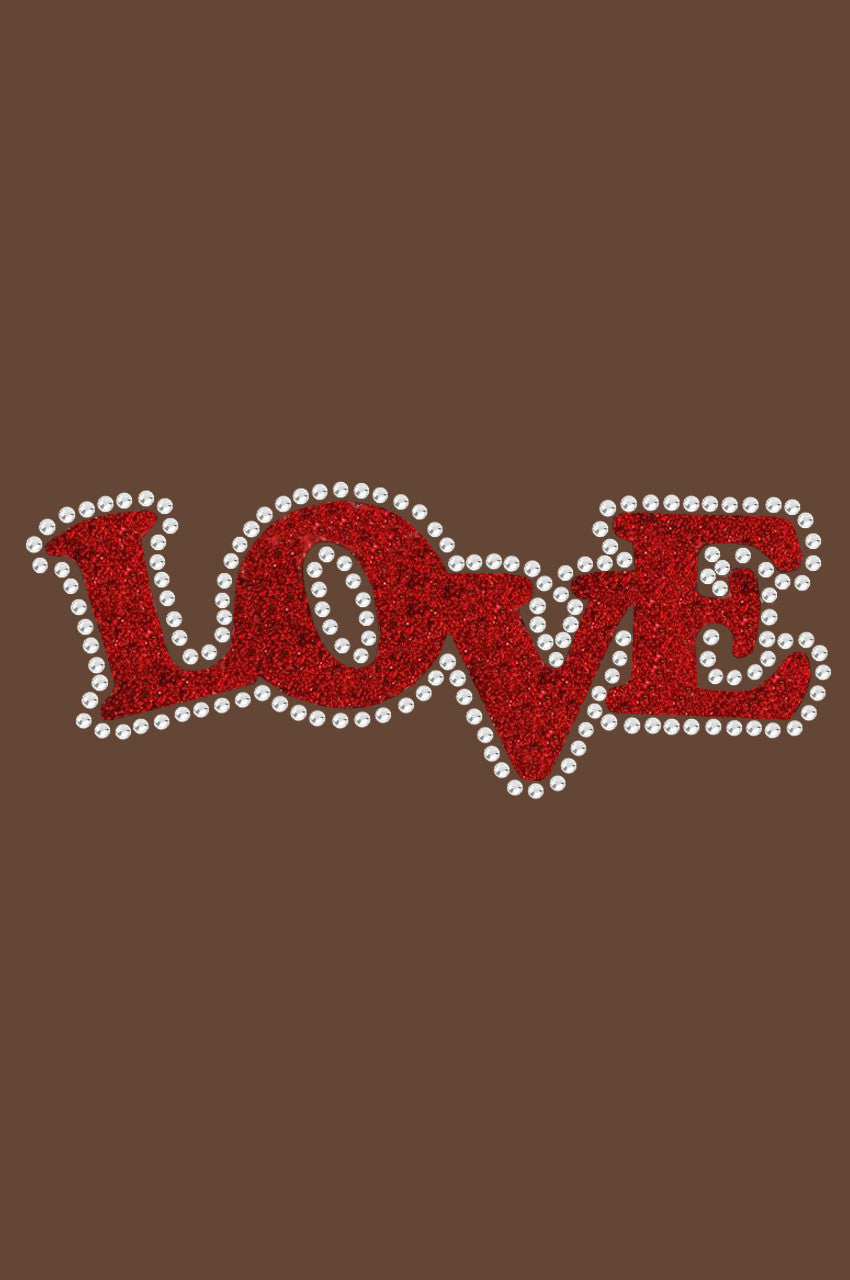 Love (Red Glitter) Bandanna Brown