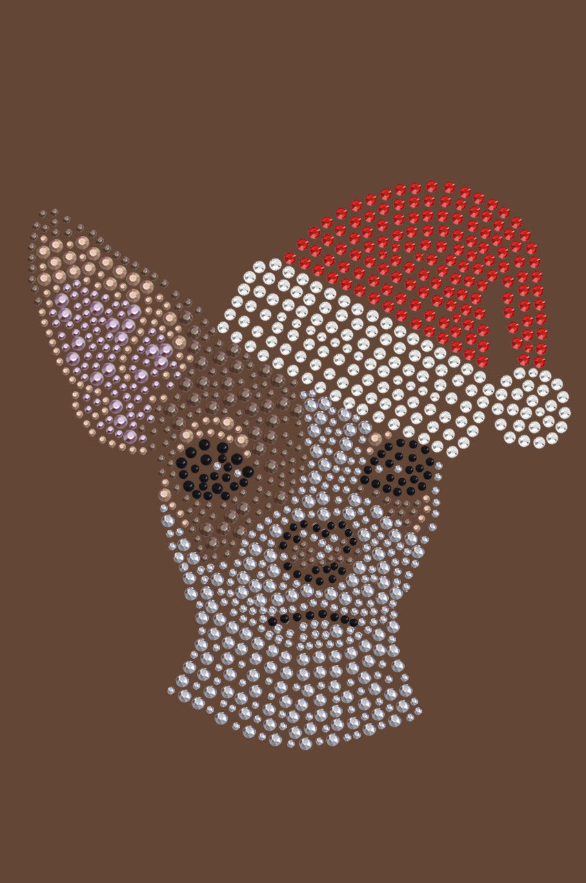 Chihuahua Face with Santa Hat - Bandana Brown