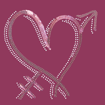 Pink Sequin Heart with Arrow Bandanna