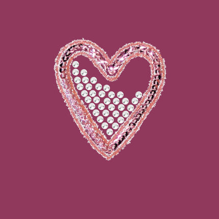 Pink Sequin & Rhinestone Heart Bandanna