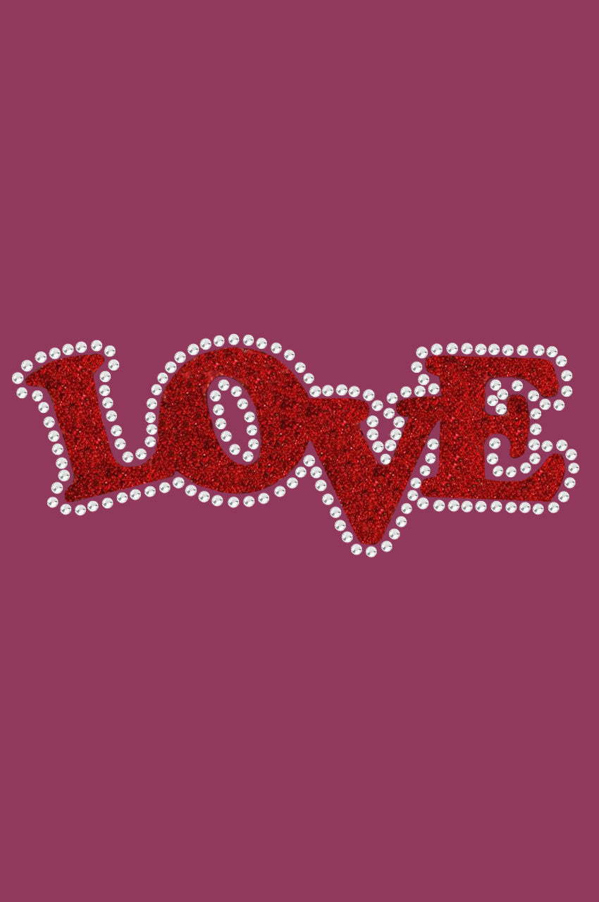 Love (Red Glitter) Bandanna Burgundy